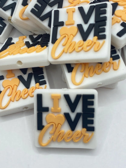 Live Love Cheer Silicone  Focal Bead