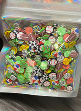 Load image into Gallery viewer, Sports Balls Polymer Clay Slices   5mm.  0.5 oz bag
