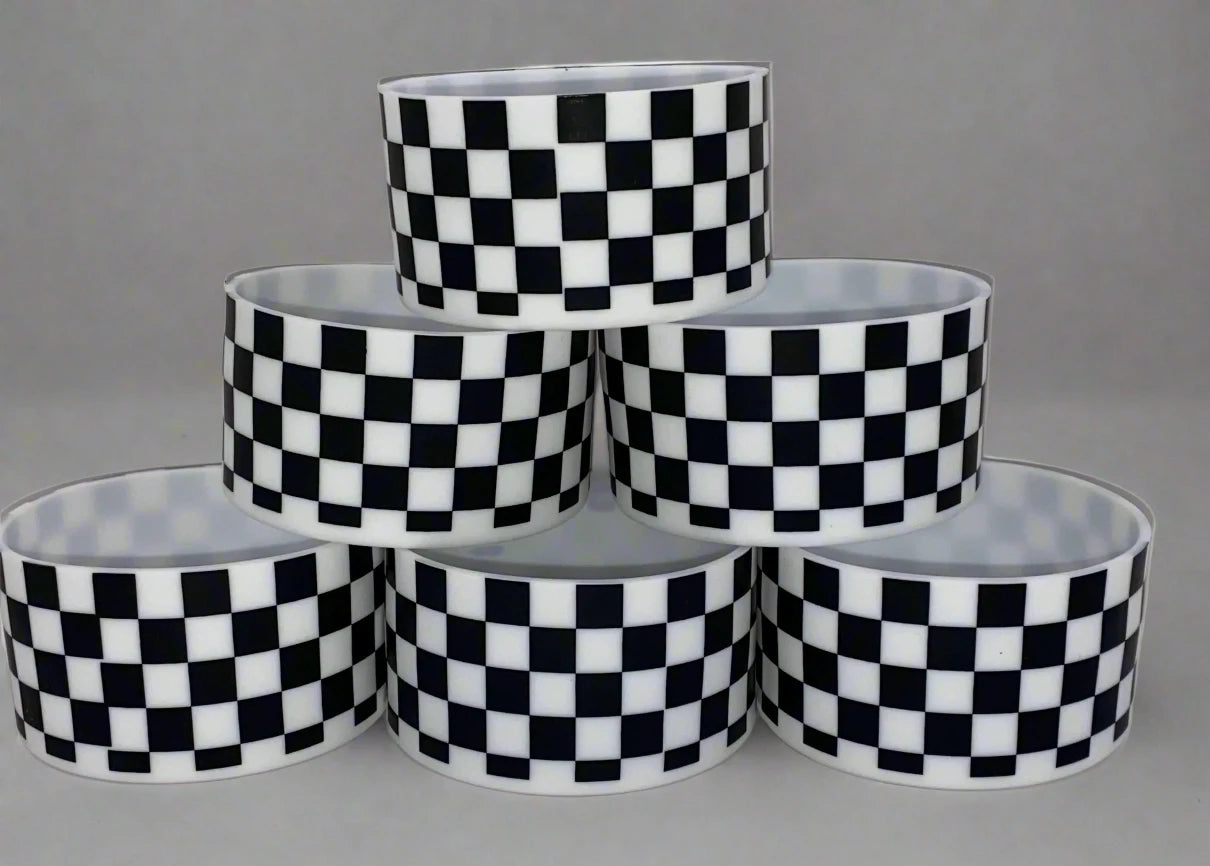 Black And White Checkered  Tumbler Boot - Silicone Boot- Tumbler Accessories