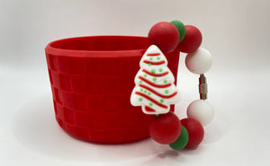 Red Checkered Texture Boot and Cup Handle Charm  - silicone boot - tumbler accessories - Christmas