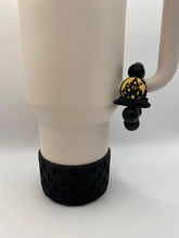 Load image into Gallery viewer, Black Checkered Texture Boot and Cup handle Charm  Silicone Boot- Tumbler Accessories
