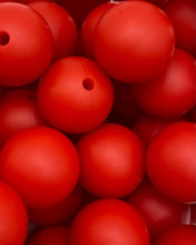 Load image into Gallery viewer, 25 Christmas Red Solid Round  Silicone Beads - 15mm
