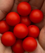 Load image into Gallery viewer, 25 Christmas Red Solid Round  Silicone Beads - 15mm
