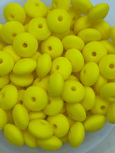 Load image into Gallery viewer, 20 Yellow Solid Silicone Lentil  Beads - 12mm
