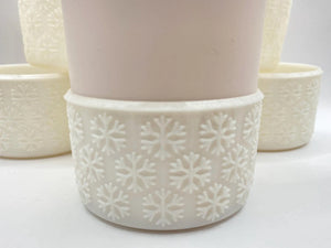 Pearl White Snowflake Textured  Tumbler Boot - Silicone Boot- Tumbler Accessories