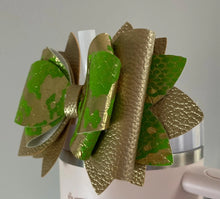 Load image into Gallery viewer, Lime Green and Gold   Bow Straw Topper - Tumbler Straw Topper-
