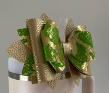 Load image into Gallery viewer, Lime Green and Gold   Bow Straw Topper - Tumbler Straw Topper-
