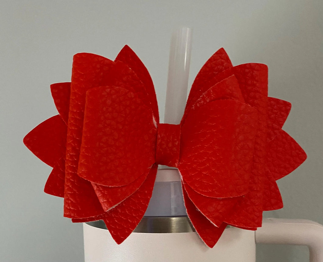 Red Bow Straw Topper - Tumbler Straw Topper-