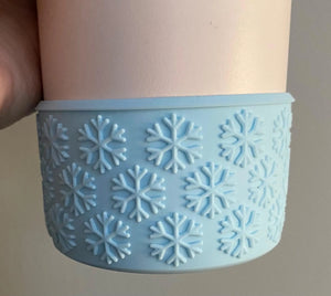 Light Blue Snowflake Textured  Tumbler Boot - Silicone Boot- Tumbler Accessories