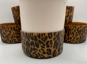 Copper Glitter Leopard Tumbler Boot - Silicone Boot- Tumbler Accessories