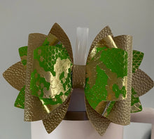 Load image into Gallery viewer, Lime Green and Gold   Bow Straw Topper - Tumbler Straw Topper-
