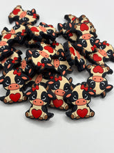 Load image into Gallery viewer, Valentine Cow Silicone Focal Bead Valentine’s Day
