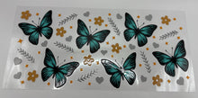 Load image into Gallery viewer, Butterflies UV DTF 16oz cup wrap - double sided - Permanent Decal - Ready to apply
