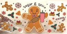 Load image into Gallery viewer, Sugar and Spice Gingerbread  UV DTF 16oz cup wrap - double sided - Permanent Decal - Ready to apply
