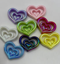 Load image into Gallery viewer, Acrylic Heart Focal Beads - 3 pieces - random color mix
