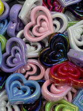 Load image into Gallery viewer, Acrylic Heart Focal Beads - 3 pieces - random color mix

