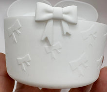 Load image into Gallery viewer, White Bow Textured Tumbler Boot - Silicone Boot- Tumbler Accessories
