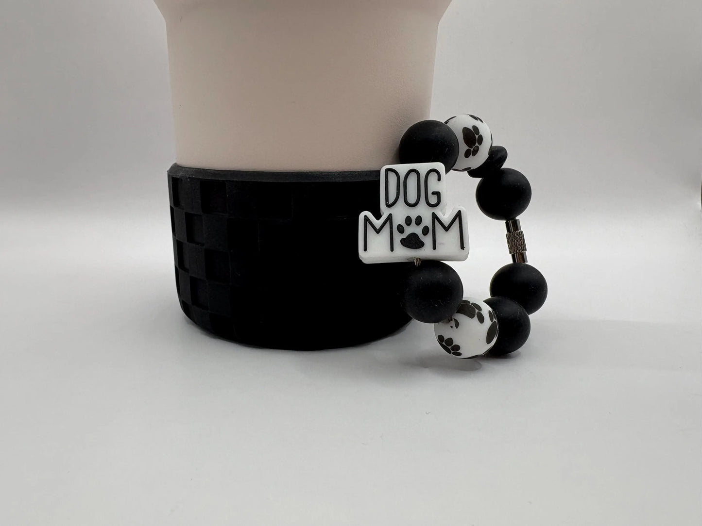 Dog Mom Beaded Handle Charm and Checkered Textured Boot