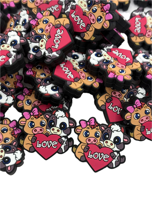 Love Cows Silicone Focal Bead Valentine’s Day