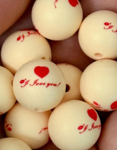 Load image into Gallery viewer, 10 “ I Love You”  Print Silicone Beads - 15mm Valentine’s Day
