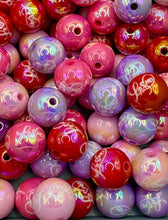 Load image into Gallery viewer, 10 Love Print Acrylic Beads - 16mm Valentine’s Day
