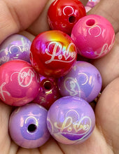 Load image into Gallery viewer, 10 Love Print Acrylic Beads - 16mm Valentine’s Day
