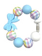 Light Blue Bow Plaid  Beaded Cup Charm - cup handle charm - tumbler charm - accessories