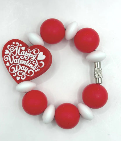 Happy Valentines Day Beaded Cup Charm - cup handle charm - tumbler charm- accessories