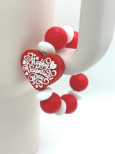 Load image into Gallery viewer, Happy Valentines Day Beaded Cup Charm - cup handle charm - tumbler charm - accessories - Valentines
