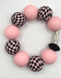 Pink Checkered Beaded Cup Charm - cup handle charm - tumbler charm - accessories