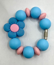 Load image into Gallery viewer, Blue Flower Beaded Cup Charm - cup handle charm - tumbler charm - accessories
