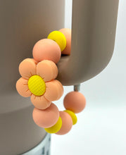 Load image into Gallery viewer, Peach Flower Beaded Cup Charm - cup handle charm - tumbler charm - accessories
