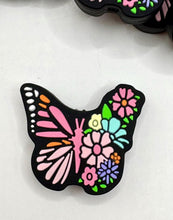 Load image into Gallery viewer, Butterfly and Flowers Silicone Focal Bead
