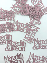 Load image into Gallery viewer, Personalized Confetti with 2 names,glitter table scatter, Bridal showers, engagement parties, weddings,anniversary, 50 pieces
