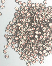 Load image into Gallery viewer, Baseball Polymer Clay Slices, 5mm.  0.5 oz bag
