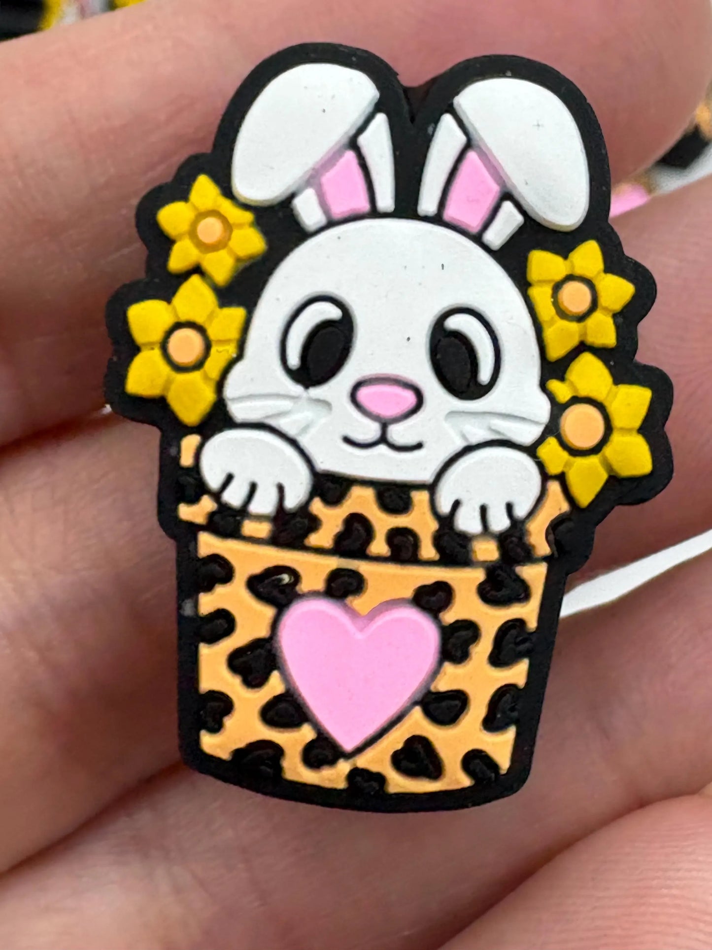 Easter Bunny in Basket,  Silicone Focal Bead