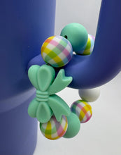 Load image into Gallery viewer, Mint Green Bow Plaid Beaded Cup Charm - cup handle charm - tumbler charm - accessories

