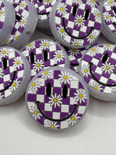Load image into Gallery viewer, Smiley Face Checkered Silicone Focal Bead- purple
