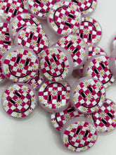 Load image into Gallery viewer, Smiley Face Checkered Silicone Focal Bead- pink
