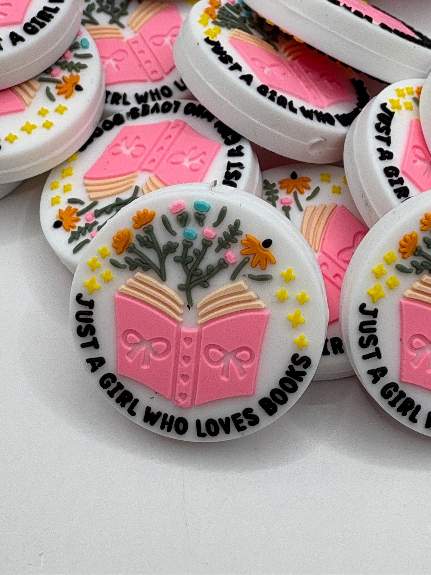 Just A Girl Who Loves Books  Silicone Focal Bead