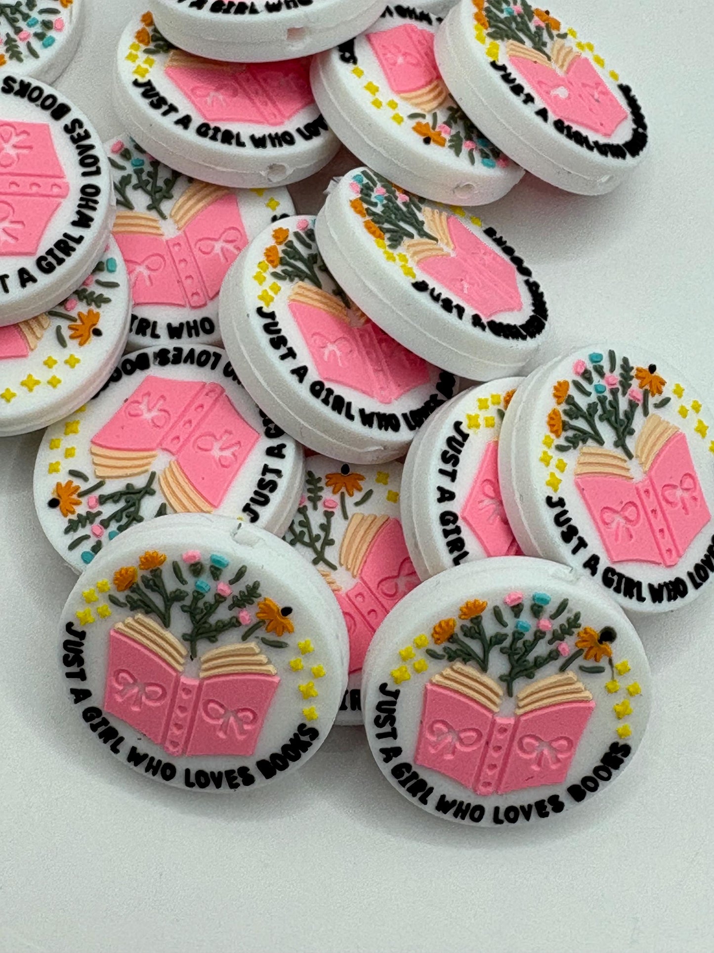 Just A Girl Who Loves Books  Silicone Focal Bead