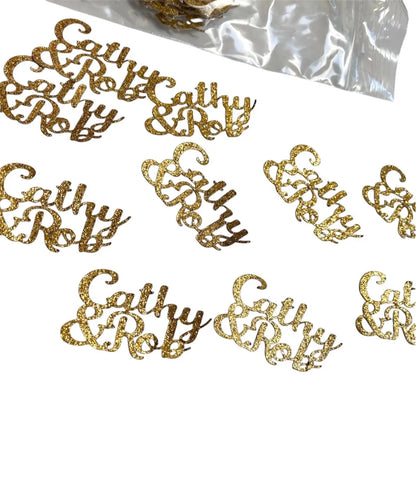 Personalized 2 Name Confetti Cursive