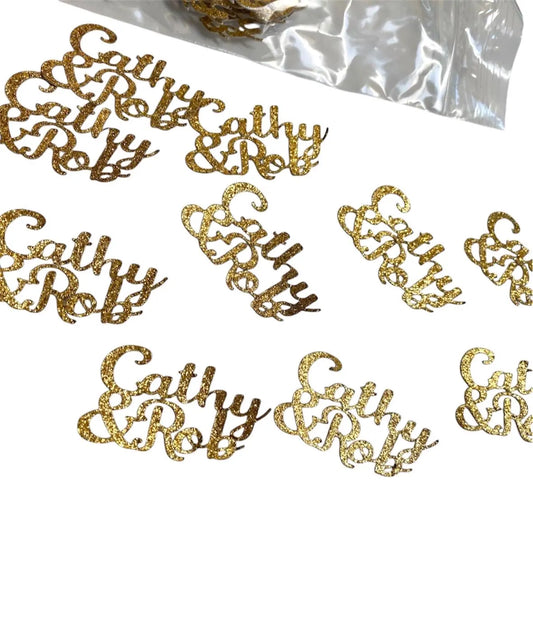 Personalized 2 Name Confetti Cursive