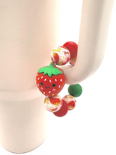 Load image into Gallery viewer, Strawberry Beaded Cup Charm - cup handle charm - tumbler charm - accessories
