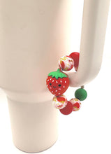 Load image into Gallery viewer, Strawberry Beaded Cup Charm - cup handle charm - tumbler charm - accessories
