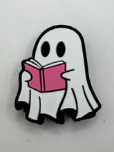 Load image into Gallery viewer, Ghost With Book Silicone Focal Bead - Halloween Focal

