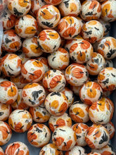 Load image into Gallery viewer, Pumpkin Bows Print Silicone Beads - 15mm 10Ct
