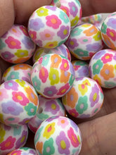 Load image into Gallery viewer, Flower Print Silicone Beads - 15mm - 10 CT
