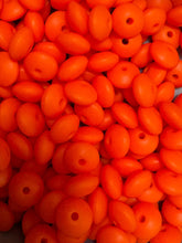 Load image into Gallery viewer, 20 Orange Solid Silicone Lentil  Beads - 12mm

