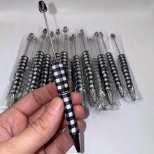 Load image into Gallery viewer, Beadable Plastic Pen, Pen Blank, DIY Pen -Black Plaid
